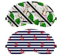 2 Pieces Eye Mask for Side Sleeper, Sleeping Mask, Red Ship Anchor Pattern Marine White Stripe Sleep Eye Mask, Soft Eye Shade Cover for Travel, Nap, Plane, Light Blocking