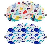 2 Pieces Eye Mask for Side Sleeper, Watercolor Blue Whale Dolphin Sleeping Mask, Sleep Eye Mask, Soft Eye Shade Cover for Travel, Nap, Plane, Light Blocking