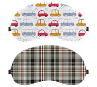 2 Pieces Eye Mask, Houndstooth Check Cream Plaid Sleeping Eye Mask for Side Sleeper, Zero Eye Pressure Night Blindfold, Completely Block Out Light Eye Shade