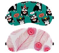 2 Pieces Eye Mask, Peacock Feather Pattern Pink Sleep Mask for Side Sleeper, Soft Sleeping Eye Mask for Women Men, Complete Light Blocking, Zero Pressure Night Blindfold