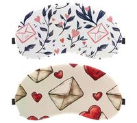 2 Pieces Eye Mask, Sleep Mask for Side Sleeper, Love Heart Letter Seamless Soft Sleeping Eye Mask for Women Men, Complete Light Blocking, Zero Pressure Night Blindfold