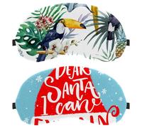 2 Pieces Eye Mask, Sleep Mask for Side Sleeper, Winter Christmas Hat Snowflake Soft Sleeping Eye Mask for Women Men, Complete Light Blocking, Zero Pressure Night Blindfold