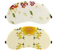 2 Pieces Eye Mask, Sleep Mask for Side Sleeper, Yellow Palace Flowers Soft Sleeping Eye Mask for Women Men, Complete Light Blocking, Zero Pressure Night Blindfold