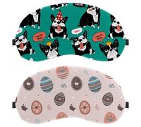 2 Pieces Eye Mask, Sleeping Eye Mask for Side Sleeper, Colorful Easter Eggs Zero Eye Pressure Night Blindfold, Adjustable Sleep Cover, Completely Block Out Light Eye Shade