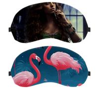 2 Pieces Eye Mask, Sleeping Eye Mask for Side Sleeper, Zero Eye Pressure Night Blindfold, Flamingo Rainforest Adjustable Sleep Cover, Completely Block Out Light Eye Shade