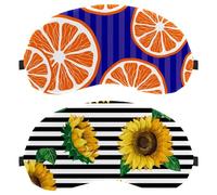 2 Pieces Eye Mask, Sunflower Stripe Yellow Sleeping Eye Mask for Side Sleeper, Zero Eye Pressure Night Blindfold, Adjustable Sleep Cover, Completely Block Out Light Eye Shade