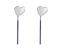 2 Pieces Eyelash Extension Mirror Heart Shape Eyelash Mirror Lash Mirror Detachable Eyelash Inspection Mirror Stainless Steel Lash Extension Mirror Makeup Inspection Mirror, Purple