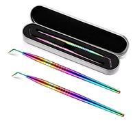 2 Pieces Eyelash Lift Tool Lash Separator Tool Stainless Steel Lash Lifting Perm Tool Lash Eyelash Perm Applicator Eyelash Extensions Supplies for Eyelash Lifting and Separating (Rainbow Color)