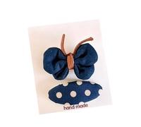 2 pieces, fabric hair clips, denim blue, sweet and adorable, handmade mini hair clips Blue A