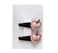 2 pieces, fabric hair clips, pink brown checkered sweet and cute, handmade mini hair clips with side hair accessories Apple