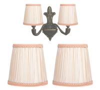 2 Pieces Fabric Lampshades, Clip E14 on Pleated Barrel Lampshades, Vintage Chandelier Lampshade for Living Room Bedroom Lampshade Replacement (Pale Pink)