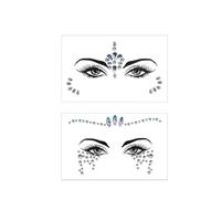 2 Pieces Face Stickers Face Decoration Gemstone Stickers Rhinestones on Face Self-Adhesive Rhinestone Decorations Women's Role Play All Saints Carnival (YT-111 YT112)
