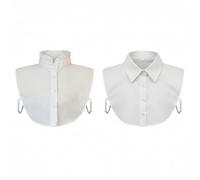 2 Pieces Fake Collar, Detachable White Shirt Collar Blouse Half Shirt Stylish Pleated Neckline Inserts Tops for Women Girls