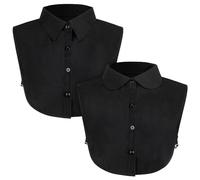 2 Pieces Fake Collar for Women Shirts, Black Detachable Collar Half False Blouse Dickey for Women Girls Outfits Accessory, 2 Styles