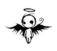 2 Pieces Fallen Angel Stickers - 15 x 11.5 cm Death Symbol Vinyl Sticker for Cars, Motorcycles, Notebooks - Dark Fantasy Art | #AZ27 (Black)