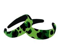 2 Pieces Fashion Head Wrap, Green Leopard Pattern Wide Top Turban Velvet Hair Bands, Hair Head Bands Elastic Headband for Women, 2 Size