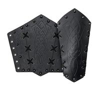 2 Pieces Faux Leather Arm Guards,Viking Gauntlet Wristband,Medieval Bracers,Archery Arm Cuff Armor,Arm Bracers for LARP Halloween (Black)