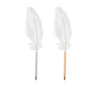 2 Pieces Feather Ballpoint Pen,Refillable Writing Pen Signing Pen for Wedding Party School Office Table Decor (White)