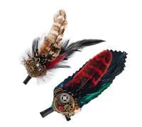 2 Pieces Feather Lapel Pin - 10x4cm Feather Pin Feather Hat Pin Vintage Feather Pin Gothic Feather Pin Multifunctional Brooch Pin, For Holiday Occasions.