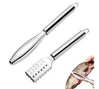 2 Pieces Fish Scaler Tool, Stainless Steel Skin Remover Fish Scaler Brush with Handle Kitchen Cleaning Tools(Sliver)