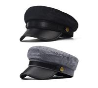 2 Pieces Flat Driver Cap Set - Black Simple Retro Hat for Cosplay and Driver Clothing Supplies Accessories