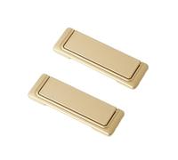 2 Pieces Flush Handles, Gold 96MM Hole Spacing Concealed Square Pull Ring Handles for Cabinet Doors with Screws, Suitable for Chest of Drawers.