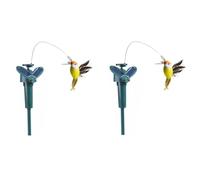 2 Pieces Fluttering Solar Hummingbird, Solar or Battery Operated Flounding Hummingbird, Floating Bird Wobble for Garden Yard Staking Plants Flowers Patio Landscape Outdoor Decor