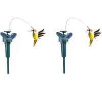 2 Pièces Fluttering Solar Hummingbird | Solar Or Battery Operated Flounding Hummingbird | Solars Powered Dancing Fluttering Butterflies | Floating Bird Wobble For Garden Yard Outdoor Decor