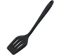 2 Pieces Food Grade Silicone Slotted Fish Turner Spatula Set Kitchen Utensils for Baking, Non Stick Flexible Large Black Silicone Spatula for Cooking