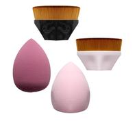2 Pieces Foundation Brushes, 2 Pieces Set of Makeup Sponges Petal Shape Soft Touch Makeup Brushes Suitable for Cream or Mixed Liquid Cosmetics, Beige