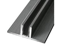 2 Pieces Frameless Shower Door Channel, Anti-Rust Aluminum F/T Shape Track with Built-in Seal, Fits 8-12mm Glass for Room & Balcony Barrier(T-Type Gray,2/5" (10mm) Glass)