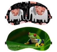 2 Pieces Frog Green Nature Eye Mask for Side Sleeper, Sleeping Mask, Sleep Eye Mask, Soft Eye Shade Cover for Travel, Nap, Plane, Light Blocking