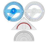 2 Pieces Full Circle Protractor, 1 Piece Triangular Protractor and 1 Piece Semicircular Protractor, Plastic Protractor with Pointer, Student Drawing Tools, Mathematics Teaching Supplies.
