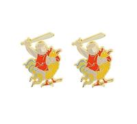 2 Pieces Funny Cartoon Knight Chicken Enamel Pins, Vintage Medieval Knight Lapel Pins, Men's and Women's Clothes Backpack Hat Accessories