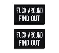 2 Pieces Funny Fuck Around Find Out Patch Combat Badge Morale Applique Hook & Loop Embroidered Fastener Biker Emblem for Clothes Clothing Jacket Jeans Uniform Airsoft Kids Boys Adult