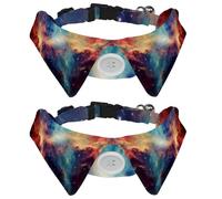 2 Pieces Galaxy Universe Planet Dog Collar with Bowtie, Adjustable Cute Lapel Design Bow Tie Pet Collar for Small Dogs Puppies and Cats