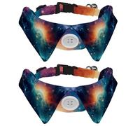 2 Pieces Galaxy Universe Planet Dog Collars for Medium Dogs, Cat Bow Tie with Plastic Buckle, Collared Shirts for Pet Bowties, Neck 11.2-12.2 in