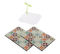 2 Pieces Geometric Pattern Tile Draining Mats and 1 Piece Silicone Mat, Insulation Mat, Kitchen Draining Mat, Non-Slip Placemat