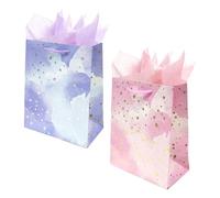 2 Pieces Gift Bags With 6 Pieces Tissue Paper, Paper Party Bags, Gift Bags, Gift Bags For Birthdays, Weddings, Parties (18 * 23 * 10cm)