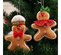 2 Pieces Gingerbread Man Christmas Tree Pendant, Cute Gingerbread Figurines, Gingerbread Christmas Ornaments, Mini Ornament Pendant Set for Holiday Season Festival Decor Supplies (A)