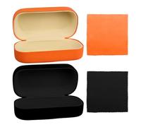 2 Pieces Glasses Case, With Glasses Cloth, Pu Leather Glasses Case, Fashionable Glasses Case, Glasses Accessories