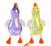 2 Pieces Glitter Duck Squeeze Toys 13x7cm Cute Duck Squishys, Cute Ducks Squishys Sugar Stress Ball Moldable Slow Rise Relaxing Sensory Fidget Toy For Birthday ,Christmas,Easter Egg,Classroom Prizes