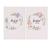 2 Pieces Gold Foil Wedding Vow Books Bride and Groom Wedding Booklet His and Her Wedding Brochure for Wedding Ceremony Wedding Gift Card 15x10cm