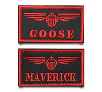 2 Pieces Goose/Maverick Removable Armband Tactical Embroidered Appliques Hook Loop Fastener Military Funny Flag Patch for Clothes,Dog Harness,Backpacks,Vest,Bags,Jacket,Jeans,Hats Etc