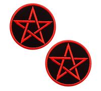 2 Pieces Goth Pagan Symbols Pentagram Gothic Punk Embroidered Hook and Loop Biker Sew on Patch for Clothes Clothing Jacket Jeans Uniform DIY Patch Collection