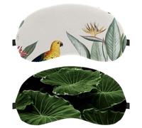 2 Pieces Green Lotus Leaf Nature Plant Sleep Mask, Light Blocking Sleeping Eye Mask for Women Men, Night Blindfold, Breathable Eye Mask Cover