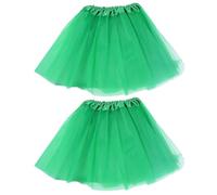 2 Pieces Green Mesh Skirt, Children'S Fluffy Skirt, Comfortable And Soft, Girls' Performance Ballet Tutu, Classic Costume.