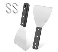 2 Pieces Griddle Scraper, Joyfair Stainless Steel Slant Edge Grill Scrapers for Food Service/Cooking/Cleaning, Ideal for BBQ Indoor & Outdoor, ABS Handle, Dishwasher Safe