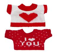 2 Pieces Guinea Pig Costume Knitted Sweater Ferret Clothes 4.2 Inches Bunny Clothes for Dog Small Animal Outfit (One Size, Valentine's Day)