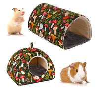 2 Pieces Guinea Pig House and Tunnel Hideout Soft Plush Semi-Enclosed Rabbit Bed House with Thick Washable Pad Winter Small Pet Hideaway Cage Accessories for Ferrets Hamsters Hedgehog Dwarf (Set 2)